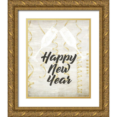 Happy Holidays 4 Gold Ornate Wood Framed Art Print with Double Matting by Kimberly, Allen