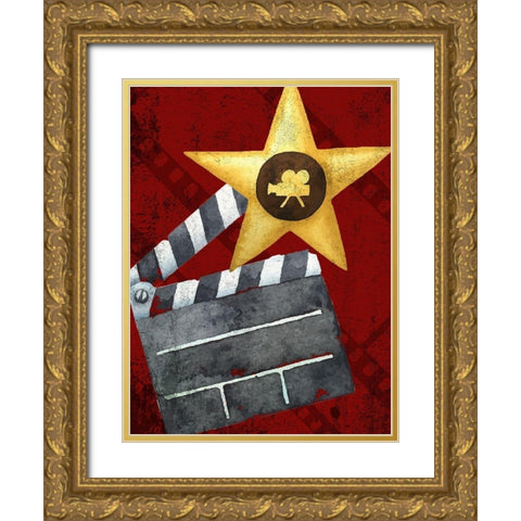 Movie Time 1 v2 Gold Ornate Wood Framed Art Print with Double Matting by Kimberly, Allen