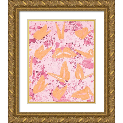 Butterflies in Motion 3 Gold Ornate Wood Framed Art Print with Double Matting by Kimberly, Allen