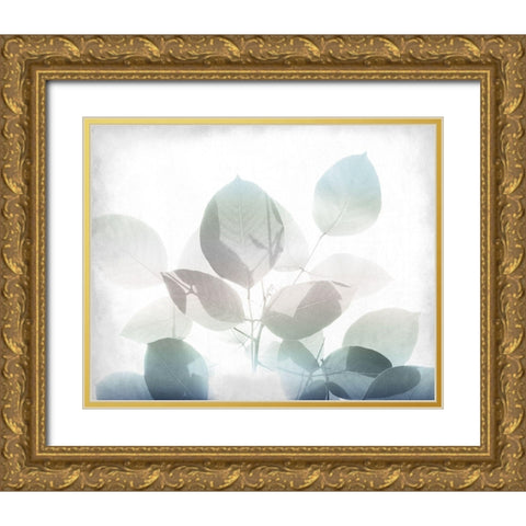 Antiqued Leaves 2 v2 Gold Ornate Wood Framed Art Print with Double Matting by Kimberly, Allen