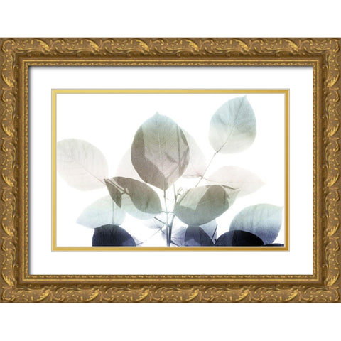 Midnight Leaves 1 v2 Gold Ornate Wood Framed Art Print with Double Matting by Kimberly, Allen