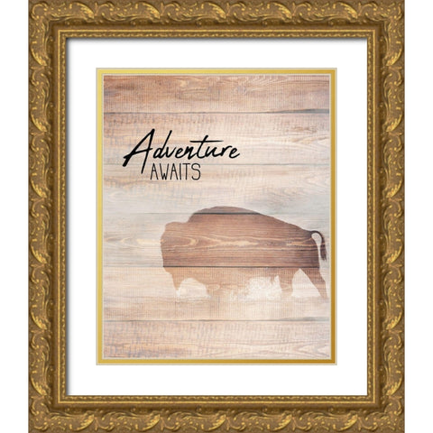 Adventure Awaits Gold Ornate Wood Framed Art Print with Double Matting by Kimberly, Allen