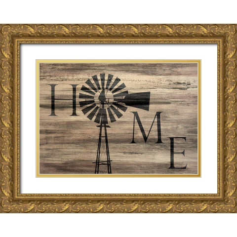 Windmill Home Gold Ornate Wood Framed Art Print with Double Matting by Kimberly, Allen