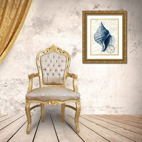 Shell Post 1 Gold Ornate Wood Framed Art Print with Double Matting by Kimberly, Allen