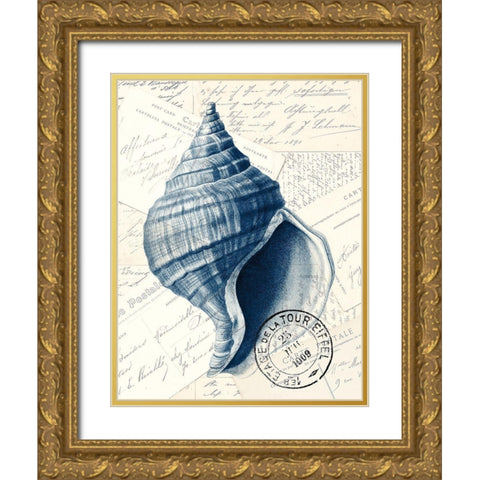 Shell Post 1 Gold Ornate Wood Framed Art Print with Double Matting by Kimberly, Allen