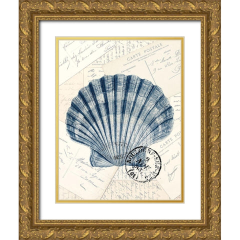 Shell Post 3 Gold Ornate Wood Framed Art Print with Double Matting by Kimberly, Allen