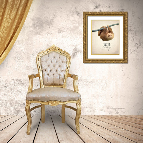 Take it Easy Gold Ornate Wood Framed Art Print with Double Matting by Kimberly, Allen