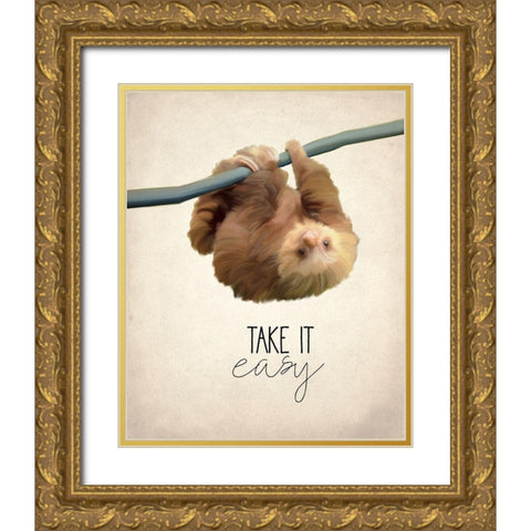 Take it Easy Gold Ornate Wood Framed Art Print with Double Matting by Kimberly, Allen