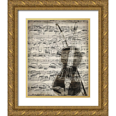 Music Sheets 1 Gold Ornate Wood Framed Art Print with Double Matting by Kimberly, Allen