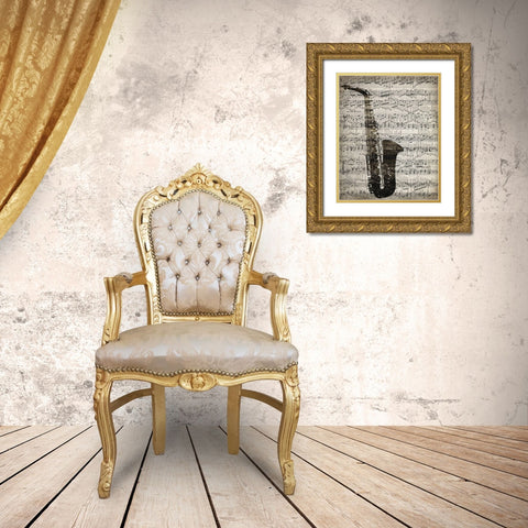 Music Sheets 2 Gold Ornate Wood Framed Art Print with Double Matting by Kimberly, Allen