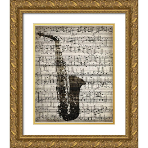 Music Sheets 2 Gold Ornate Wood Framed Art Print with Double Matting by Kimberly, Allen
