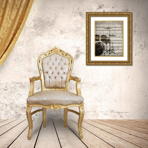 Music Sheets 4 Gold Ornate Wood Framed Art Print with Double Matting by Kimberly, Allen