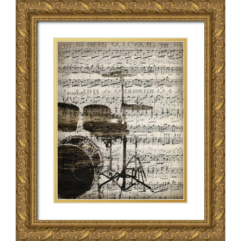 Music Sheets 4 Gold Ornate Wood Framed Art Print with Double Matting by Kimberly, Allen