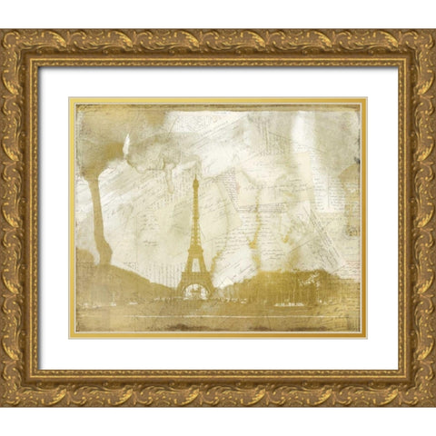 Letters from Paris Gold Ornate Wood Framed Art Print with Double Matting by Allen, Kimberly