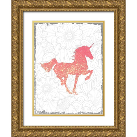 Glitter Pink 1 Gold Ornate Wood Framed Art Print with Double Matting by Kimberly, Allen