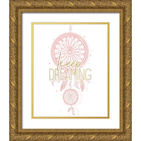 Dream Catcher 1 Pink Gold Ornate Wood Framed Art Print with Double Matting by Kimberly, Allen
