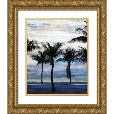 Sunset at the Beach 1 Gold Ornate Wood Framed Art Print with Double Matting by Kimberly, Allen