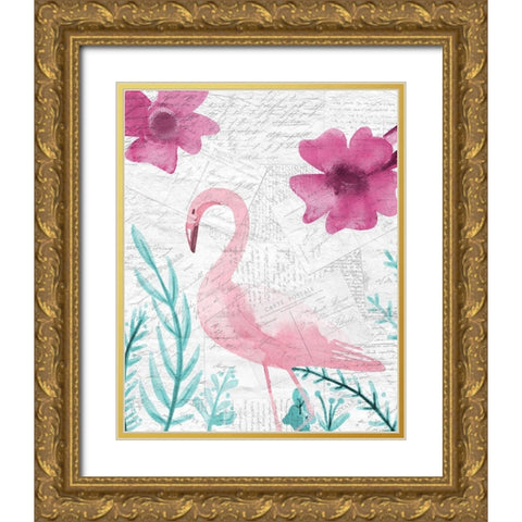 Flamingo Mail 2 Gold Ornate Wood Framed Art Print with Double Matting by Kimberly, Allen