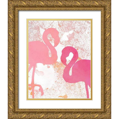 Flamingos 1 Gold Ornate Wood Framed Art Print with Double Matting by Kimberly, Allen