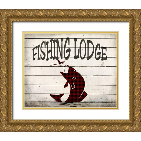 Fishing Lodge Gold Ornate Wood Framed Art Print with Double Matting by Kimberly, Allen