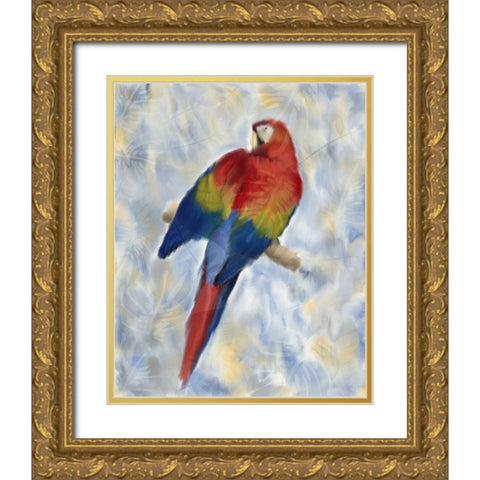 Parrot 2 Gold Ornate Wood Framed Art Print with Double Matting by Kimberly, Allen