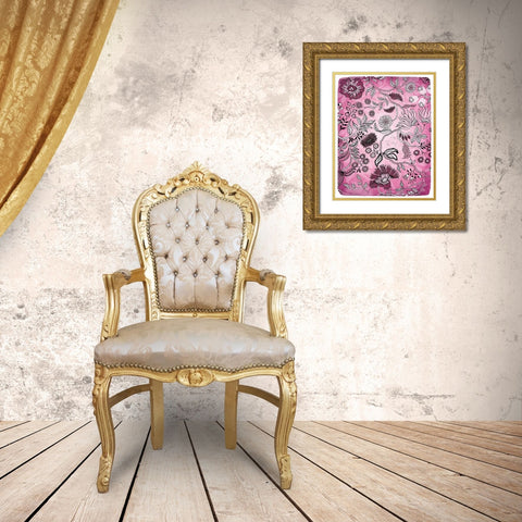 Tropical Flower Pink 1 Gold Ornate Wood Framed Art Print with Double Matting by Kimberly, Allen
