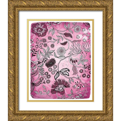Tropical Flower Pink 1 Gold Ornate Wood Framed Art Print with Double Matting by Kimberly, Allen