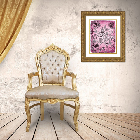 Tropical Flower Pink 2 Gold Ornate Wood Framed Art Print with Double Matting by Kimberly, Allen