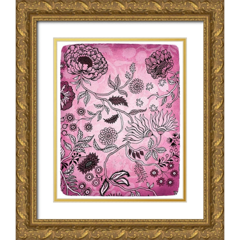 Tropical Flower Pink 2 Gold Ornate Wood Framed Art Print with Double Matting by Kimberly, Allen