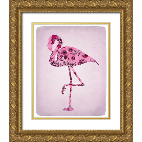 Flamingo 2 Gold Ornate Wood Framed Art Print with Double Matting by Kimberly, Allen