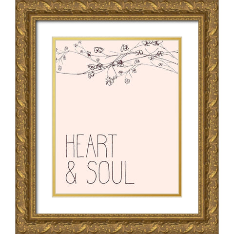 Heart 1 Gold Ornate Wood Framed Art Print with Double Matting by Kimberly, Allen
