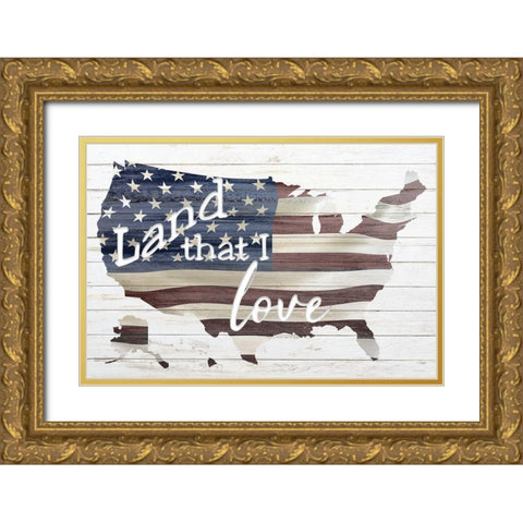 Land that I Love Gold Ornate Wood Framed Art Print with Double Matting by Kimberly, Allen