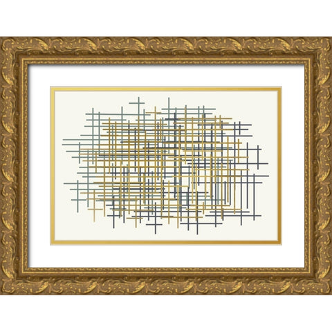 Grids Gold Ornate Wood Framed Art Print with Double Matting by Kimberly, Allen