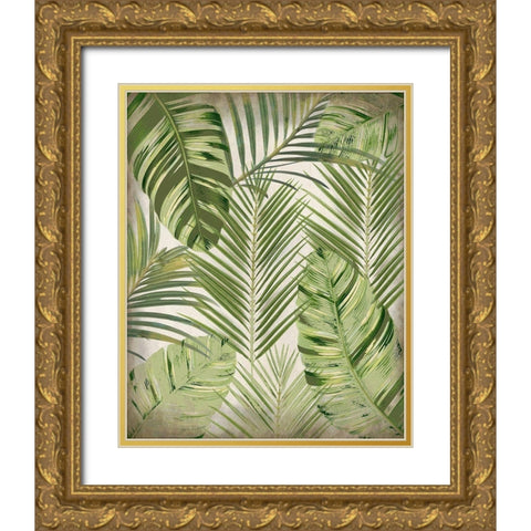 Tropic Palms 1 Gold Ornate Wood Framed Art Print with Double Matting by Kimberly, Allen