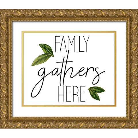 Family Gathers 1 Gold Ornate Wood Framed Art Print with Double Matting by Kimberly, Allen
