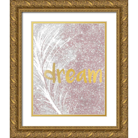 Pink Glitter Feather 4 Gold Ornate Wood Framed Art Print with Double Matting by Kimberly, Allen