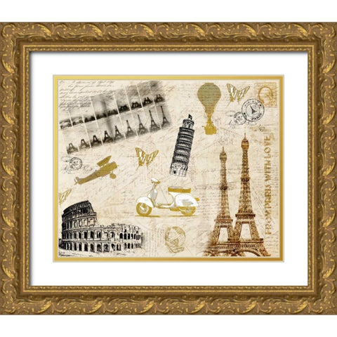 Lets Travel Gold Ornate Wood Framed Art Print with Double Matting by Allen, Kimberly