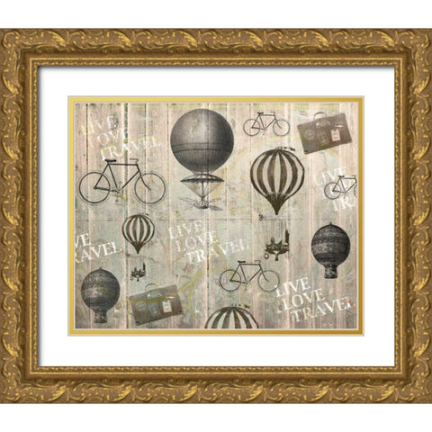 Live Love Travel Gold Ornate Wood Framed Art Print with Double Matting by Allen, Kimberly