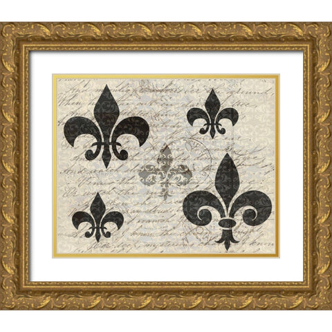 Fleur Writtings Gold Ornate Wood Framed Art Print with Double Matting by Kimberly, Allen