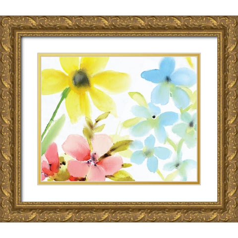 Springtime Blooms Gold Ornate Wood Framed Art Print with Double Matting by Kimberly, Allen