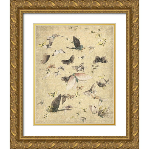Butterflies in Flight 2 Gold Ornate Wood Framed Art Print with Double Matting by Kimberly, Allen