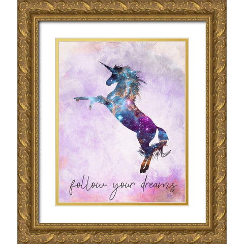 Follow your Dreams v3 Gold Ornate Wood Framed Art Print with Double Matting by Kimberly, Allen