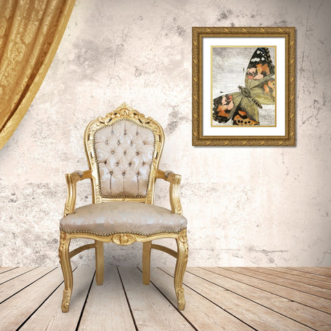 Vintage Butterfly 2 Gold Ornate Wood Framed Art Print with Double Matting by Kimberly, Allen
