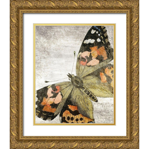 Vintage Butterfly 2 Gold Ornate Wood Framed Art Print with Double Matting by Kimberly, Allen