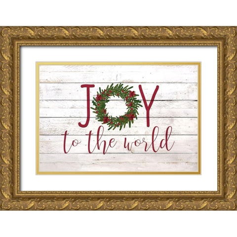 Joy to the World Gold Ornate Wood Framed Art Print with Double Matting by Kimberly, Allen