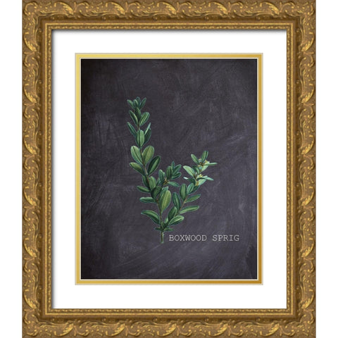 Blackboard Botanical 1 Gold Ornate Wood Framed Art Print with Double Matting by Kimberly, Allen
