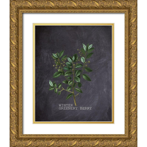 Blackboard Botanical 2 Gold Ornate Wood Framed Art Print with Double Matting by Kimberly, Allen