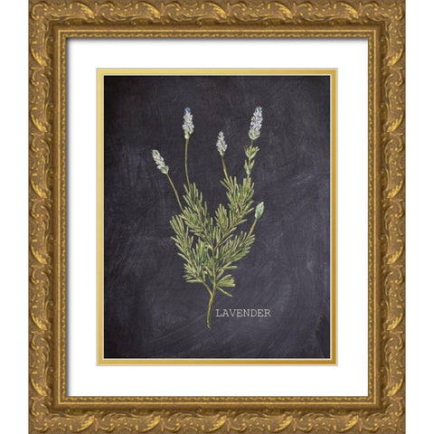 Blackboard Herbs 1 Gold Ornate Wood Framed Art Print with Double Matting by Kimberly, Allen