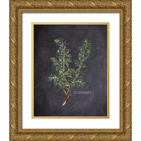 Blackboard Herbs 2 Gold Ornate Wood Framed Art Print with Double Matting by Kimberly, Allen