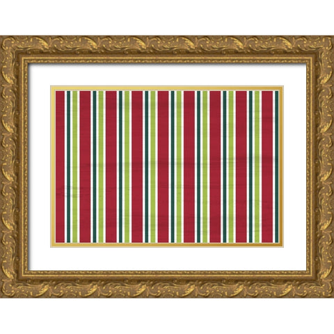 Tis the Season Pattern Gold Ornate Wood Framed Art Print with Double Matting by Kimberly, Allen